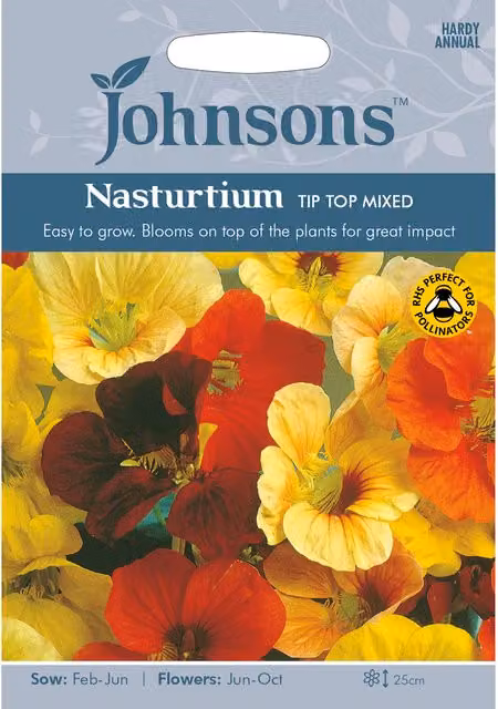 Johnsons Tip-Top Mixed Nasturtium Multicolour Flower Seeds