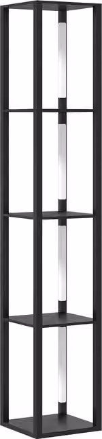 HOMCOM Modern Black Floor Lamp with 4 Shelves, Dimmable LED Column Lamp with 3 Brightness Levels and Foot Switch – 1