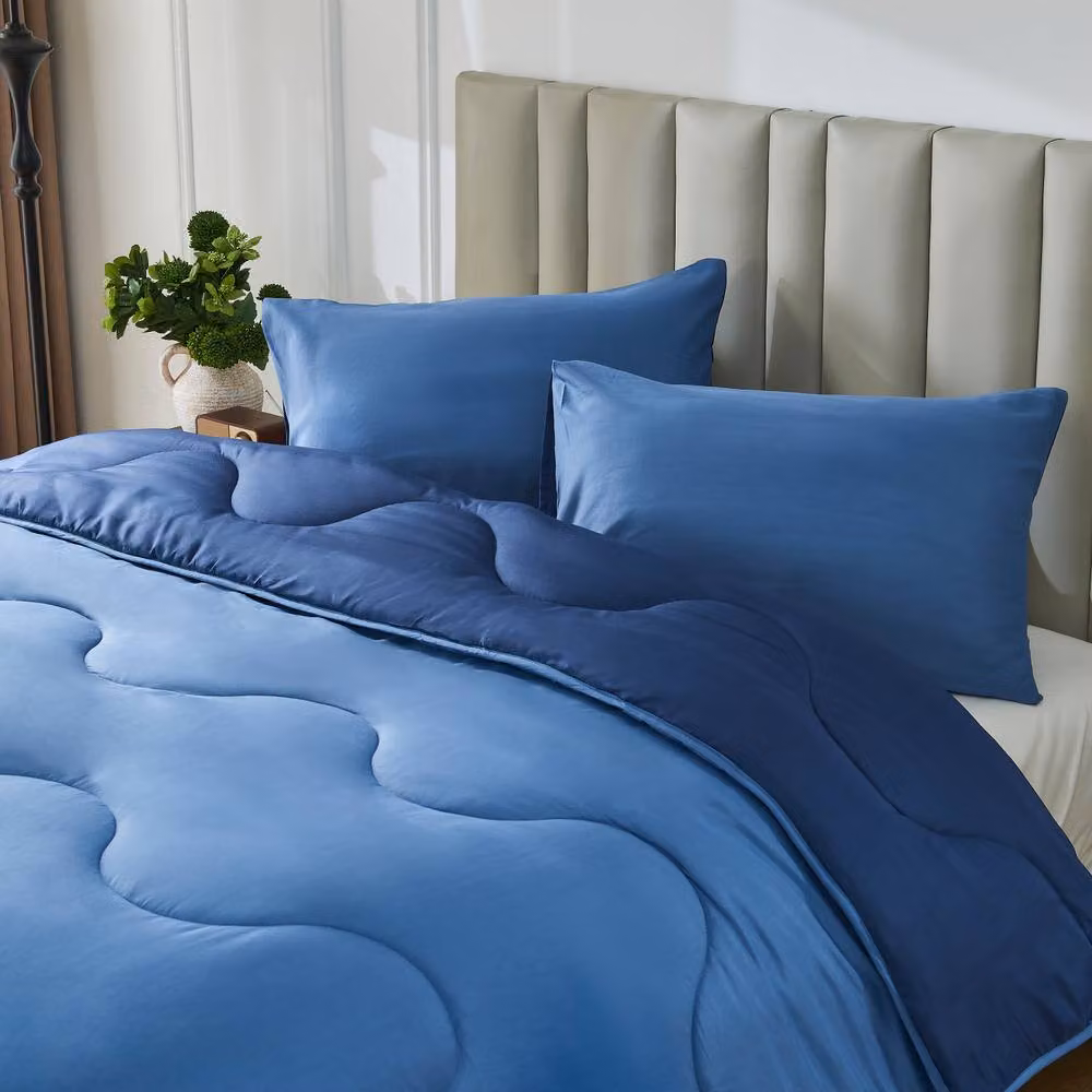 Gaveno Cavailia Coverless Microfibre Single Duvet and Pillowcase Set, 10.5 Tog, Blue, W: 137 cm, L: 200 cm – 2