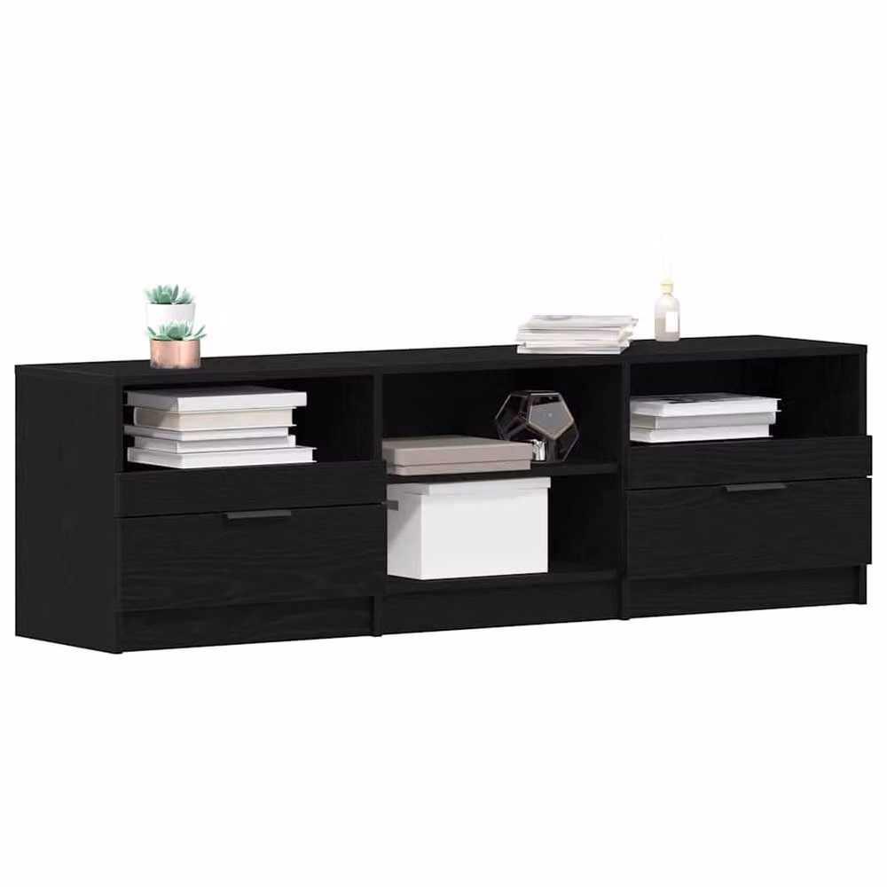 Berkfield Home Modern TV Cabinet in Black Oak, W/D/H: 150 x 33.5 x 45 cm – 3