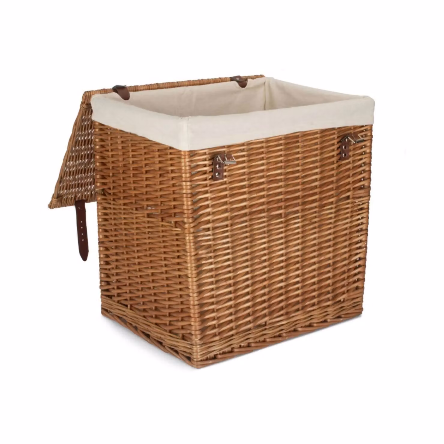 Red Hamper Boutique Double Steamed Wicker Laundry Basket with Cotton Lining in Brown, Diameter: 50 cm – 2