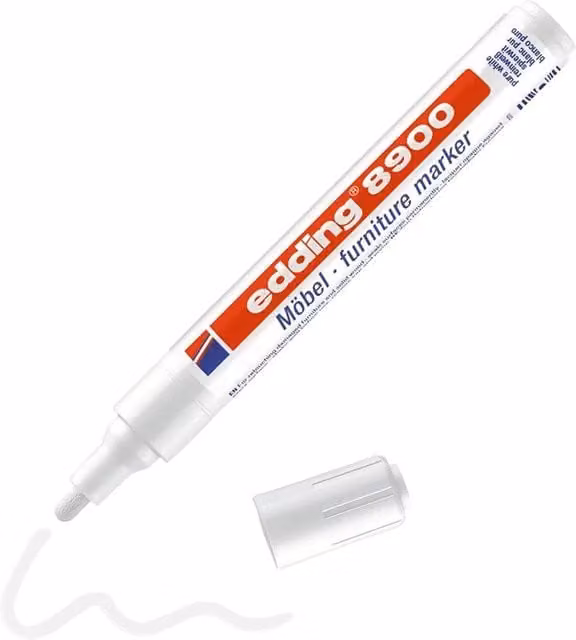 Edding 8900 Permanent Furniture Marker with Bullet Tip in White