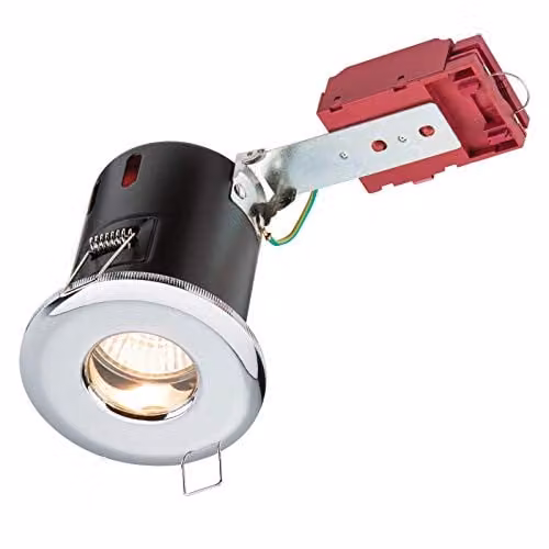 Netlighting IP65 Fire Rated Recessed Shower Downlight, Chrome and Grey, GU10, Dimmable