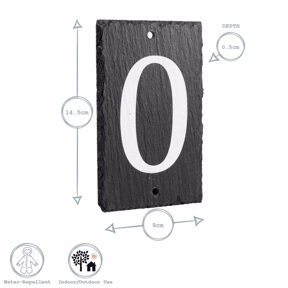 Nicola Spring Rustic Natural Slate House Number 3 Sign in Grey and White, W/H: 9.0 x 14.5 cm – 3