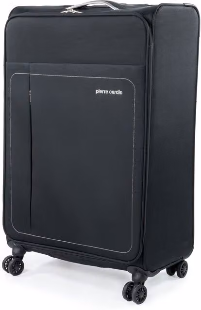 Pierre Cardin Black Soft Shell Lightweight Wheeled Suitcase, Medium Size, H 65.0 cm x W 42.0 cm x D 25.0 cm – 1