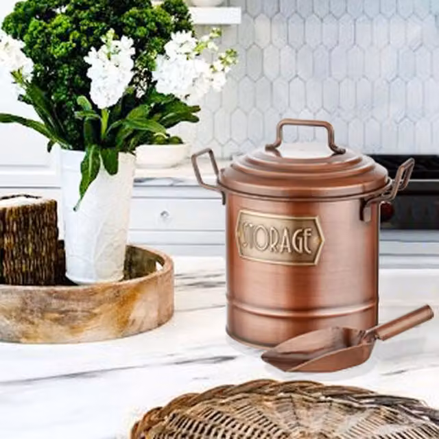 The Mia UK Solid Metal Kitchen Storage Box in Copper and Bronze
