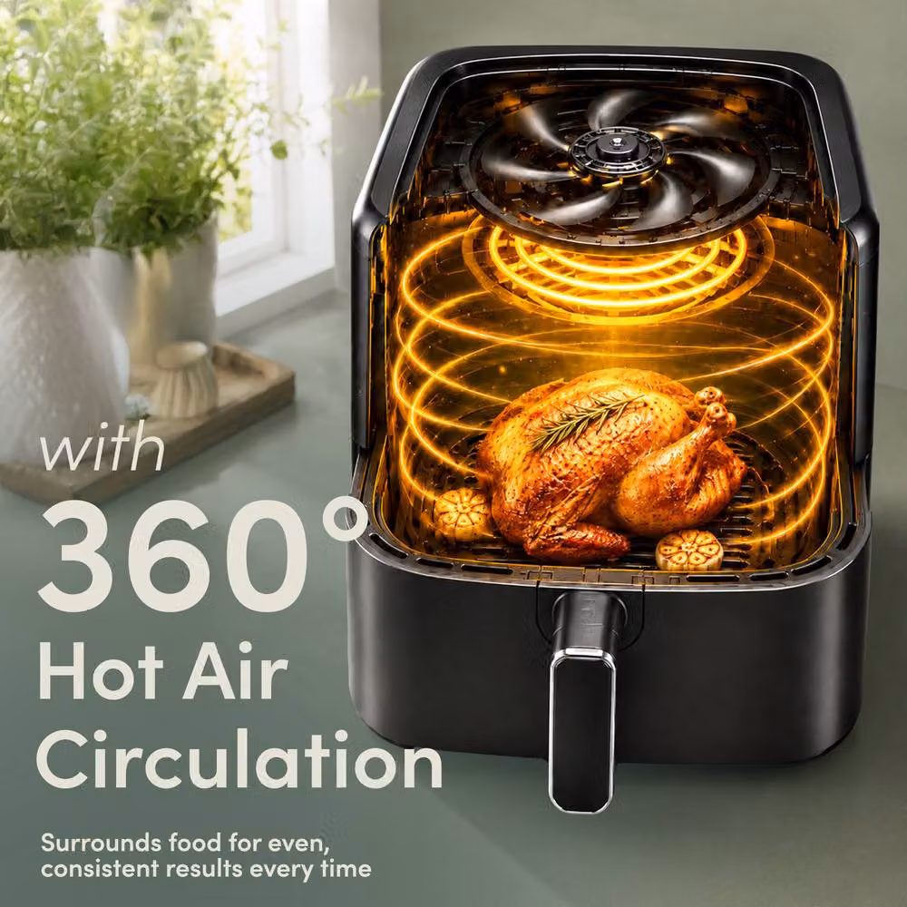 Keplin 4.5L Digital Air Fryer in Black with 8 Preset Menus and Precise 80-200°C Temperature Control – 6