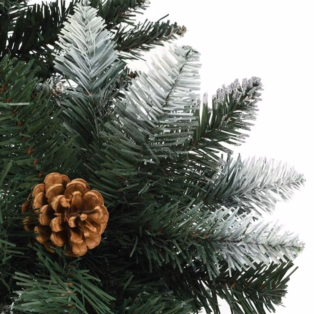 Berkfield Home Artificial Green Christmas Tree with Pine Cones and White Glitter, Height: 210 cm – 4