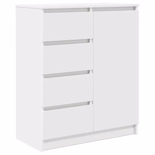 vidaXL Sideboard with Drawers in White Matt MDF, W/D/H: 71 x 35 x 84 cm