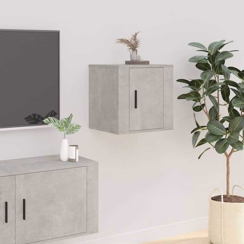 Berkfield Home Wall Mounted TV Cabinet in Concrete Grey, W: 40 cm, D: 34.5 cm, H: 40 cm – 2