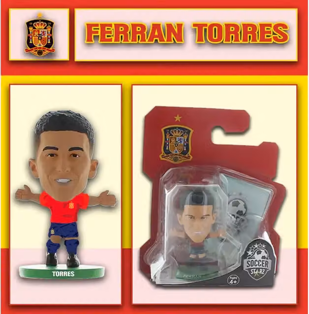 SoccerStarz Spain Ferran Torres Mini Figure, Red Home Kit, Height: 5 cm