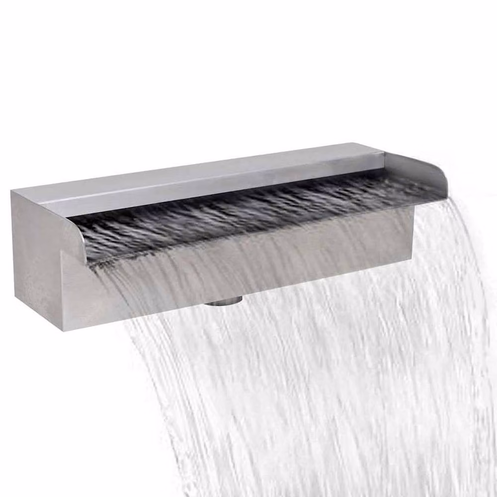 Berkfield Home Rectangular Waterfall Pool Fountain in Silver Stainless Steel, Width: 30 cm – 2