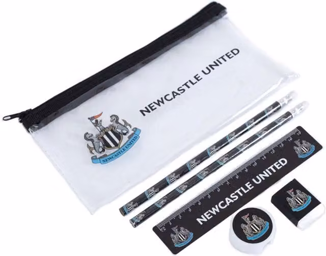 Newcastle United FC Stationery Set, Pack of 6, Black, Transparent and White