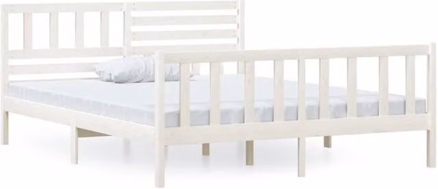Berkfield Home White Solid Pine Wood Bed Frame, W/D/H: 120 x 200 x 70 cm
