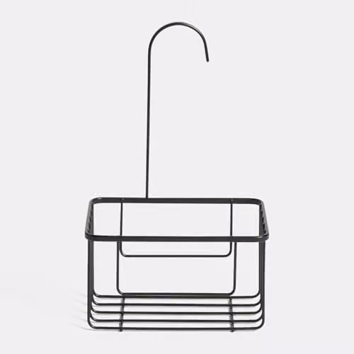 OHS Black Metal Hanging Shower Caddy Organiser with Hooks – 2
