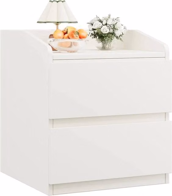 Havendro White 2 Drawer Nightstand and Bedside End Table