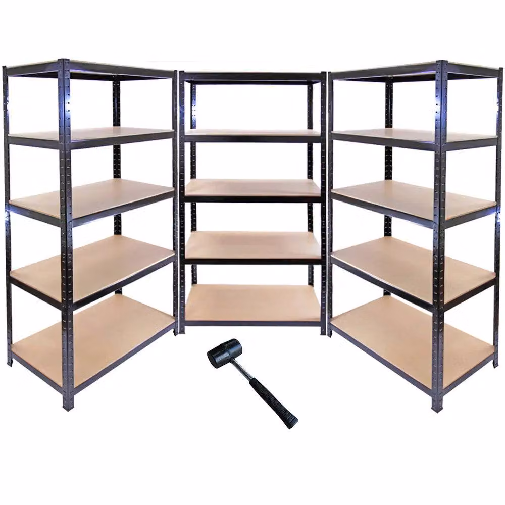 Monstershop T-Rax Industrial Metal and MDF Freestanding Shelving, Black and Red, W/D/H: 90 x 45 x 180 cm – 2