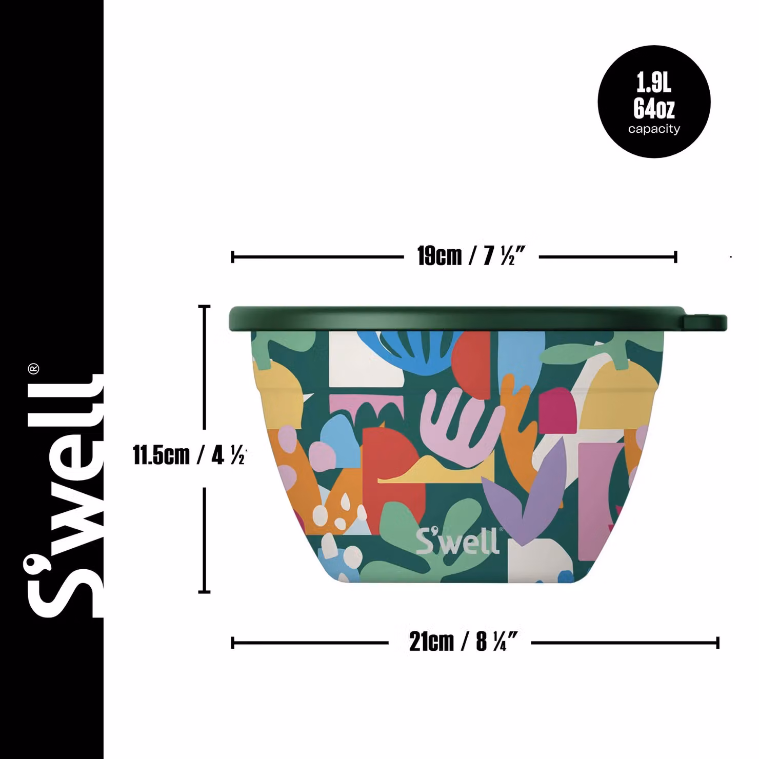 S'well Paper Cutouts Stainless Steel Salad Bowl Kit, 1.9 l, Multicolour – 3