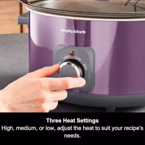 Morphy Richards Accents 6.5L Sear and Stew Slow Cooker with Non Stick Aluminium Pot and Glass Lid, Purple – 3