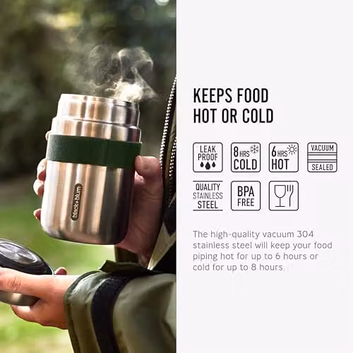 Black + Blum Leakproof Insulated Food Flask, 400ml, Silver and Green – 2