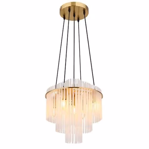 Globo Lighting Modern Glass Rods Pendant Chandelier in Gold or Black, 5x E14, W/D/H: 40 x 40 x 120 cm