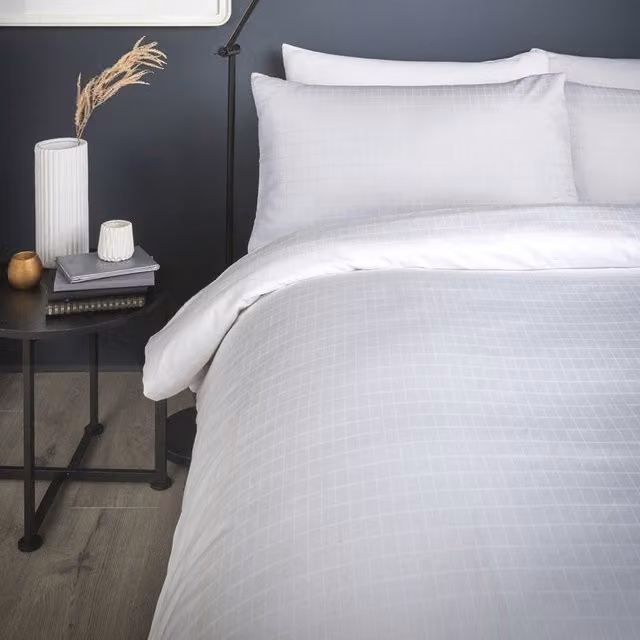 Terrys Ravenna White Checked Polycotton Duvet Cover Bedding Set