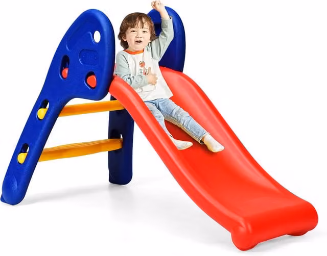 Costway Foldable Plastic Kids Slide in Blue
