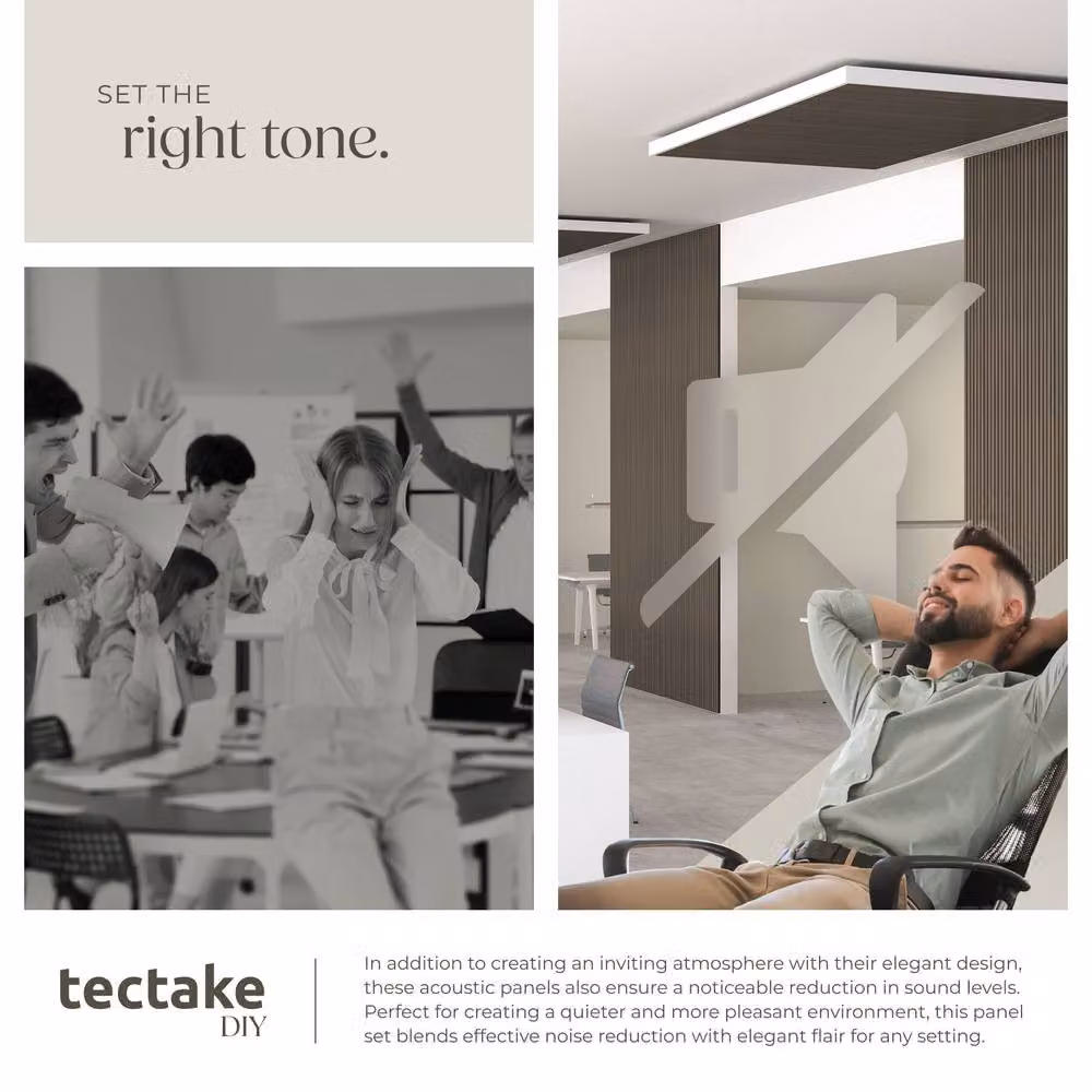 tectake Acoustic Wood Look Wall Panels in Grey Oak Gray – 5
