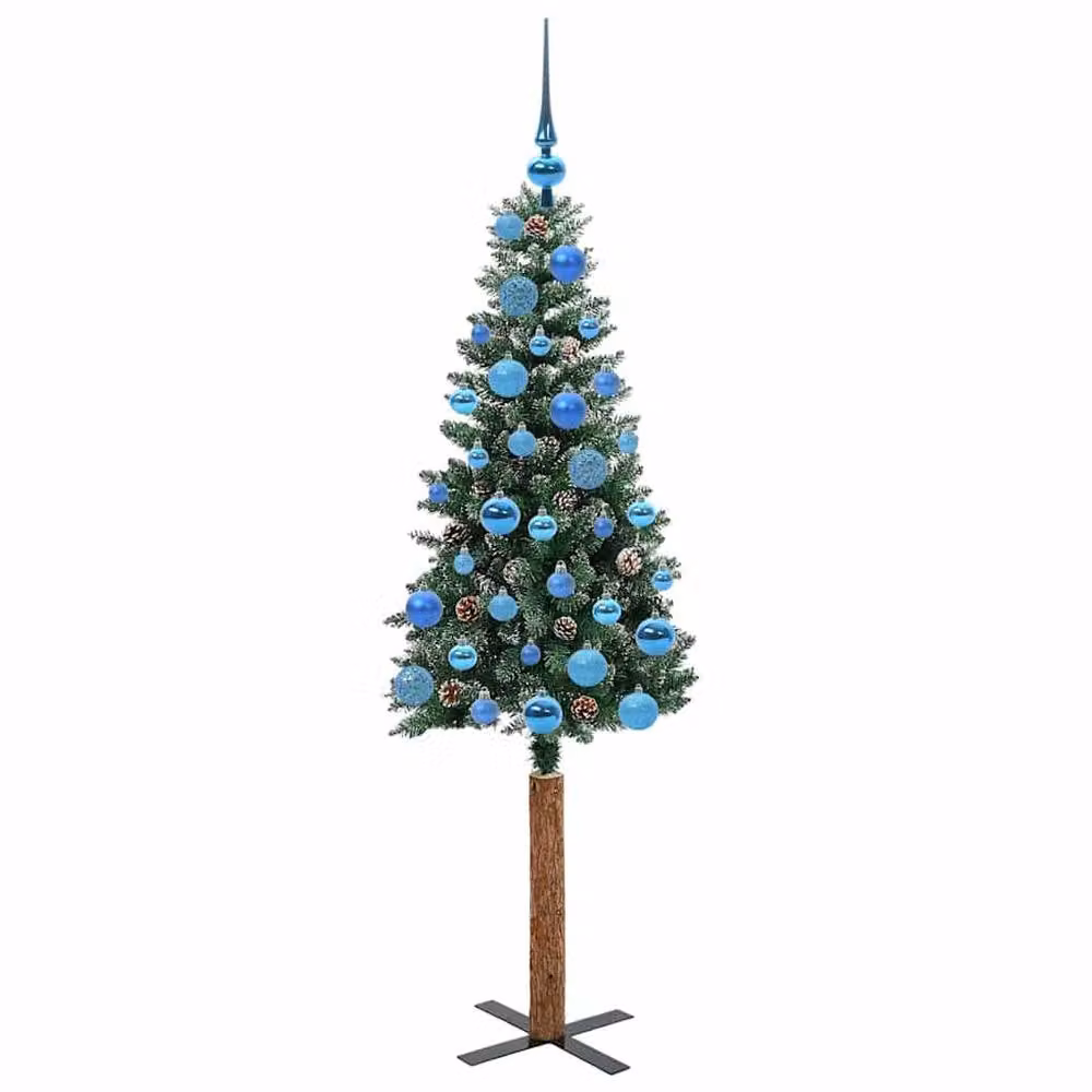 Berkfield Home Slim Christmas Tree with 150 LEDs in Green and White, Height: 150 cm – 3