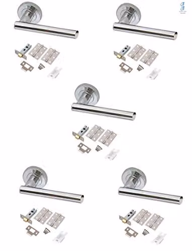 Golden Grace T-Bar Handle with Latch and Hinges, 5 Sets, Polished Chrome