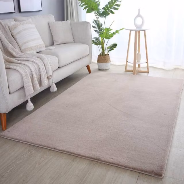 Desire Rugs Plushtale Washable Low Pile Poly Cotton Area Rug in Beige, W/D/H: 160 x 220 cm