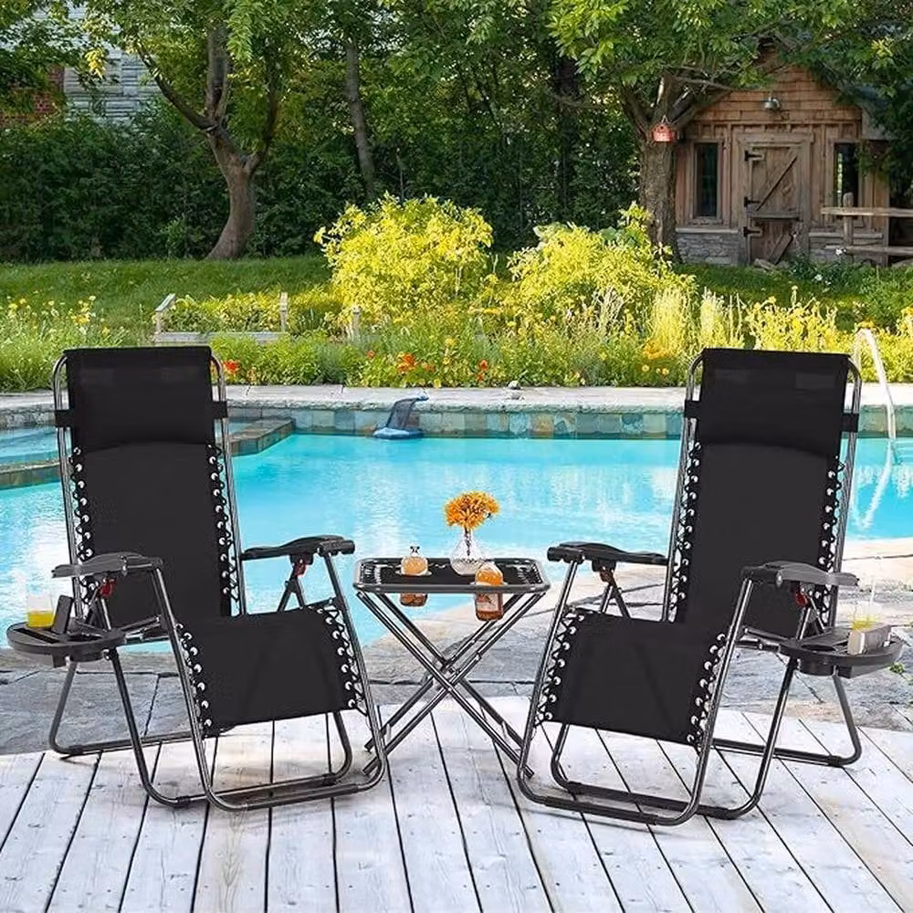 NESTLUNE Double Zero Gravity Reclining Chair in Black – 5