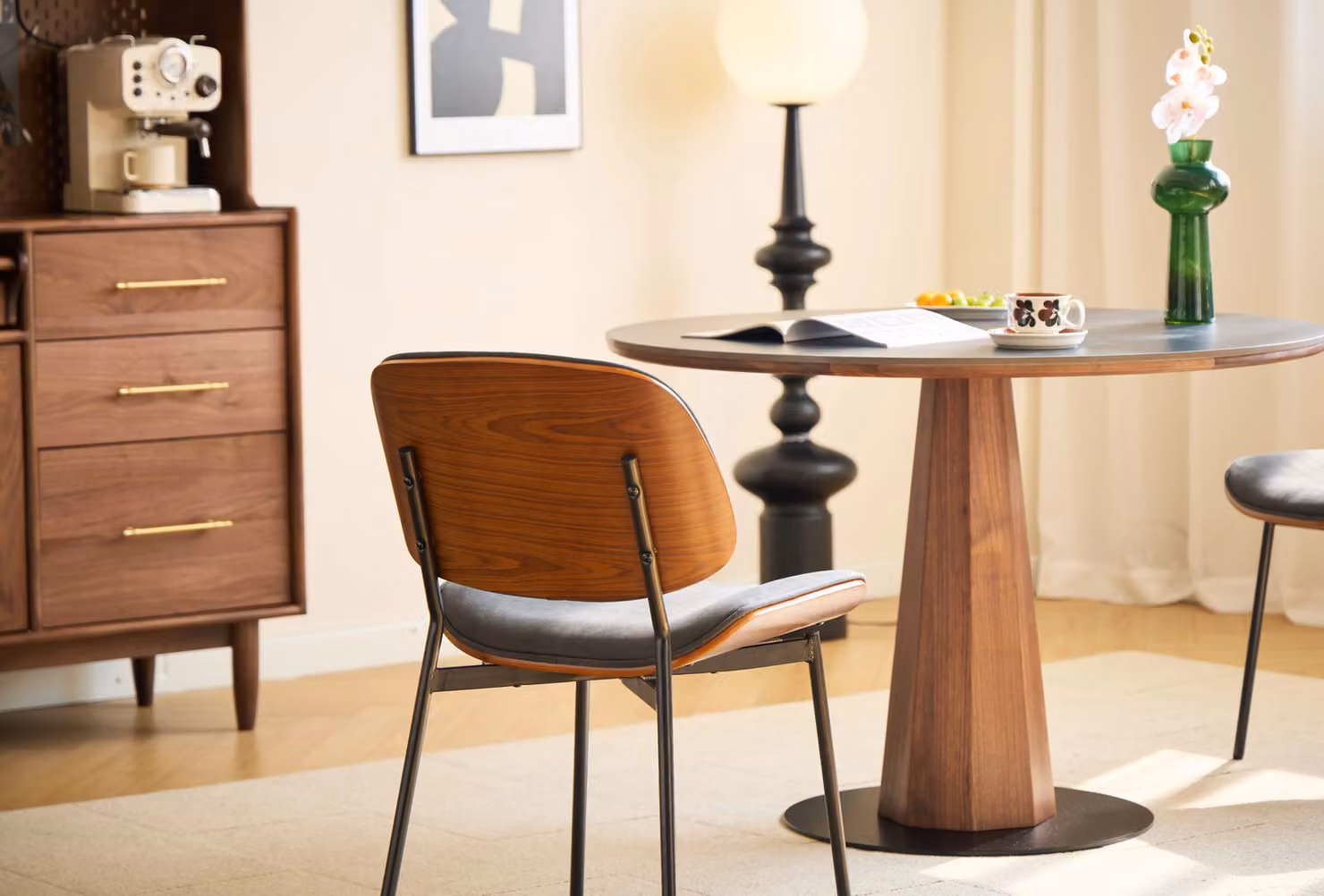 Nordlys Set of 2 Industrial Black Metal and Wood Dining Chairs – 7