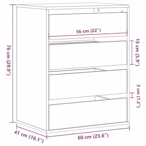 vidaXL Corner Chest of Drawers in Sonoma Oak, W: 60 cm, D: 41 cm, H: 76 cm – 2