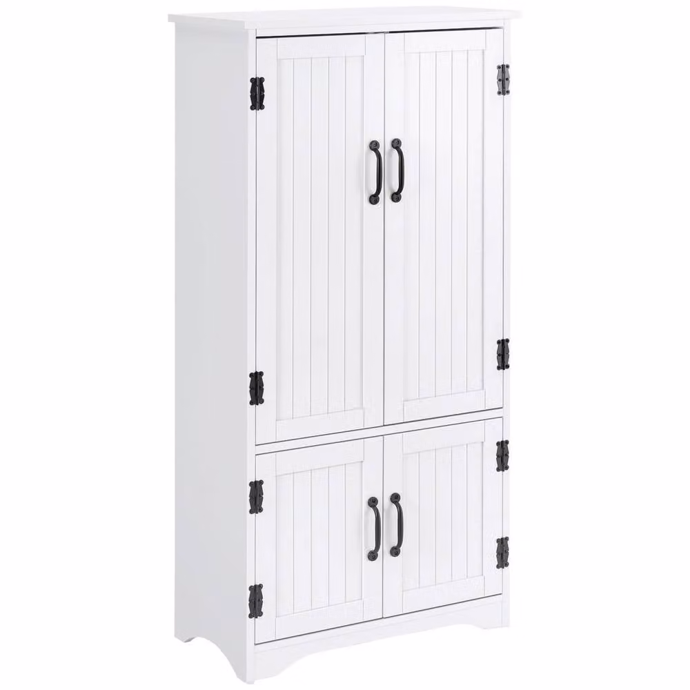 Wyld Haus Rifa White Tall Storage Cabinet with Four Hinged Doors and Internal Shelves, W/D/H: 60 x 30 x 123 cm – 2