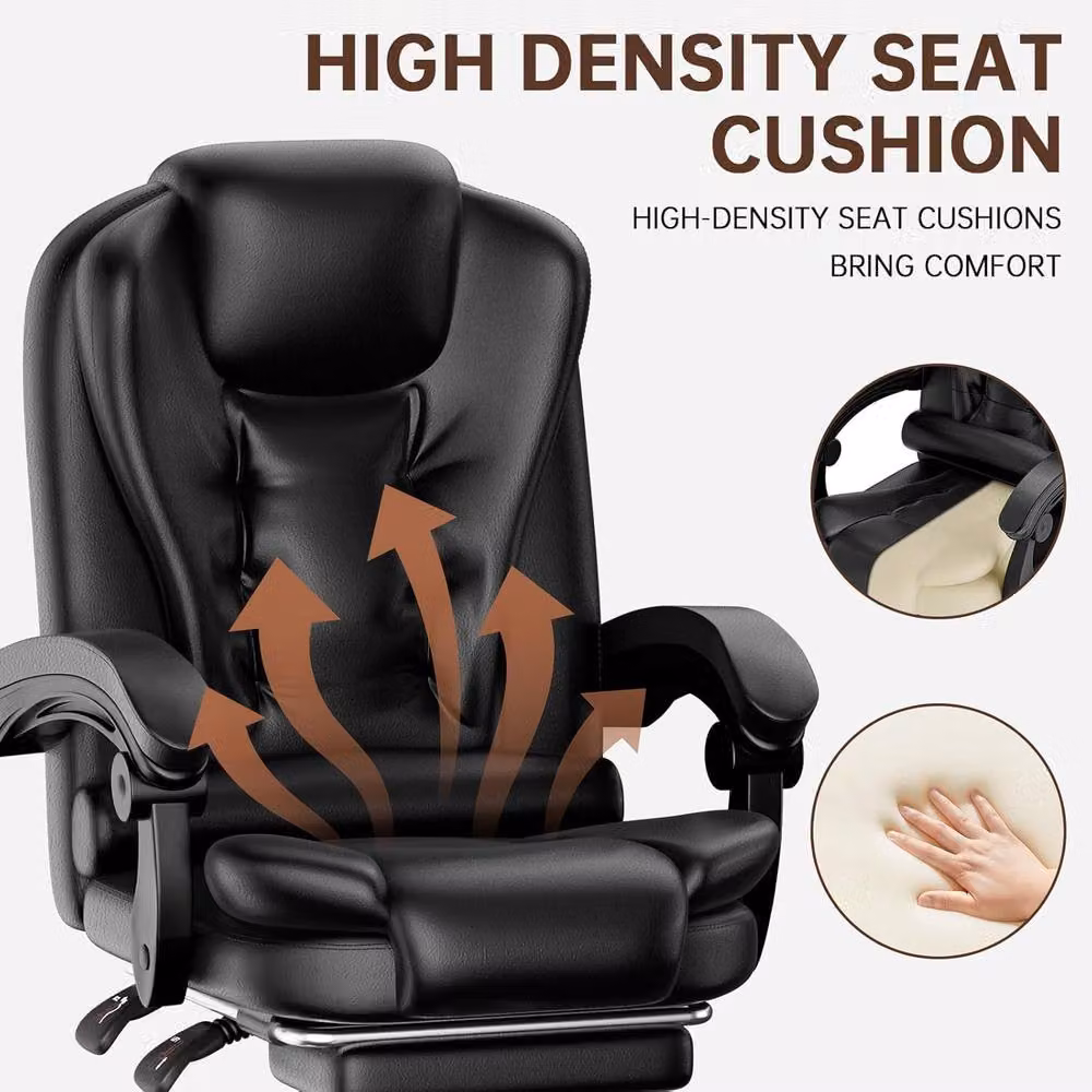 Gartistgo Executive Swivel Recliner Chair in Black PU Leather with Footrest and Headrest – 5