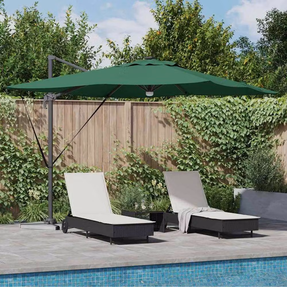 Berkfield Home Modern Roma Cantilever Parasol with LEDs, Green, W: 286 cm, D: 285 cm, H: 270 cm – 2