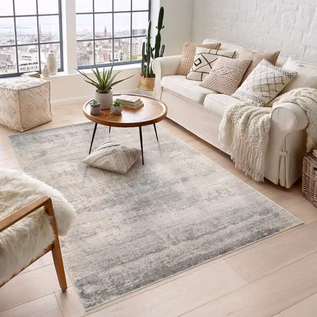 Desire Rugs Maia Abstract Grey Washable Non-Slip Area Rug, W: 200 cm, D: 300 cm