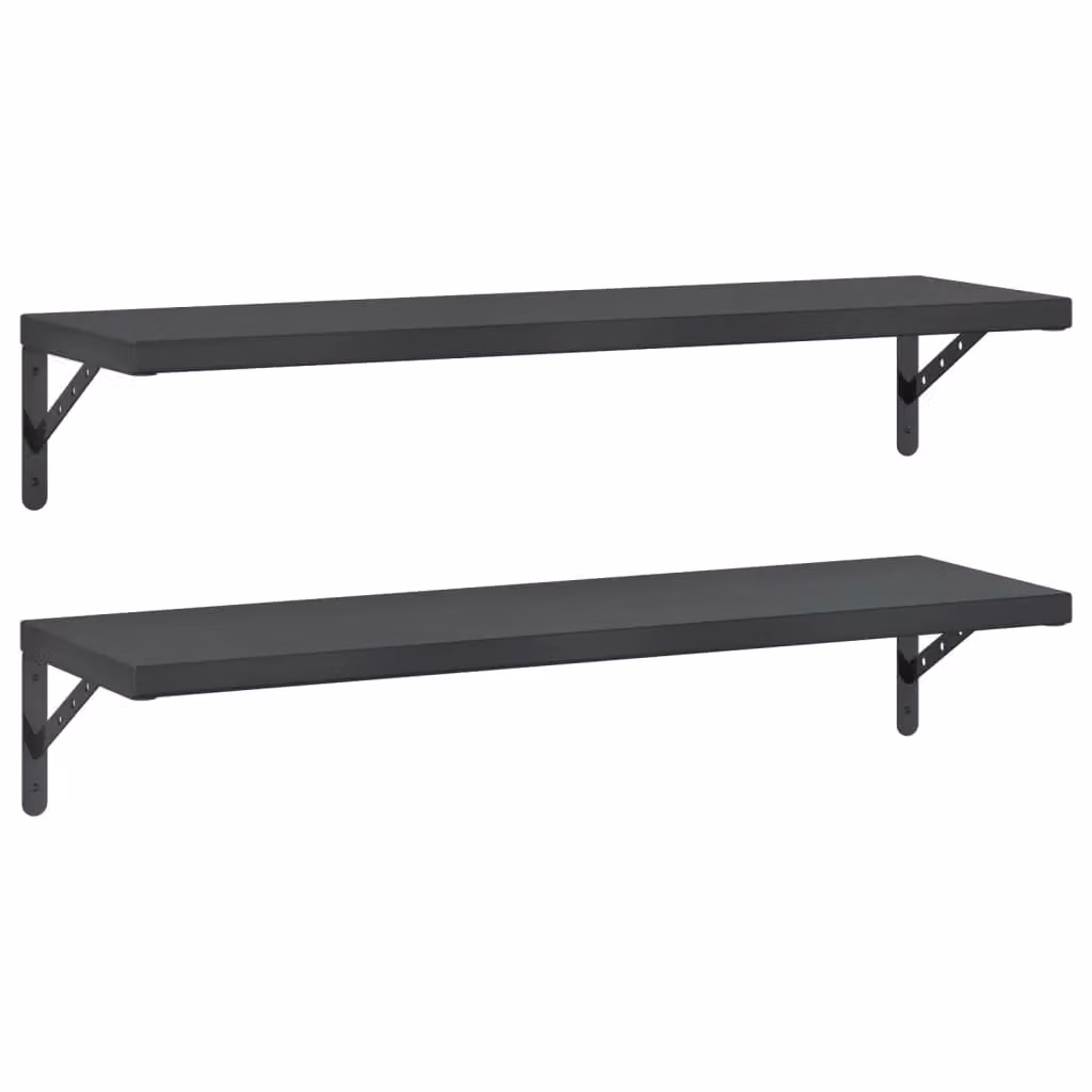 Berkfield Home Wall Mounted Metal Shelves, 2 Pack, Black, W: 100 cm, D: 30 cm – 2