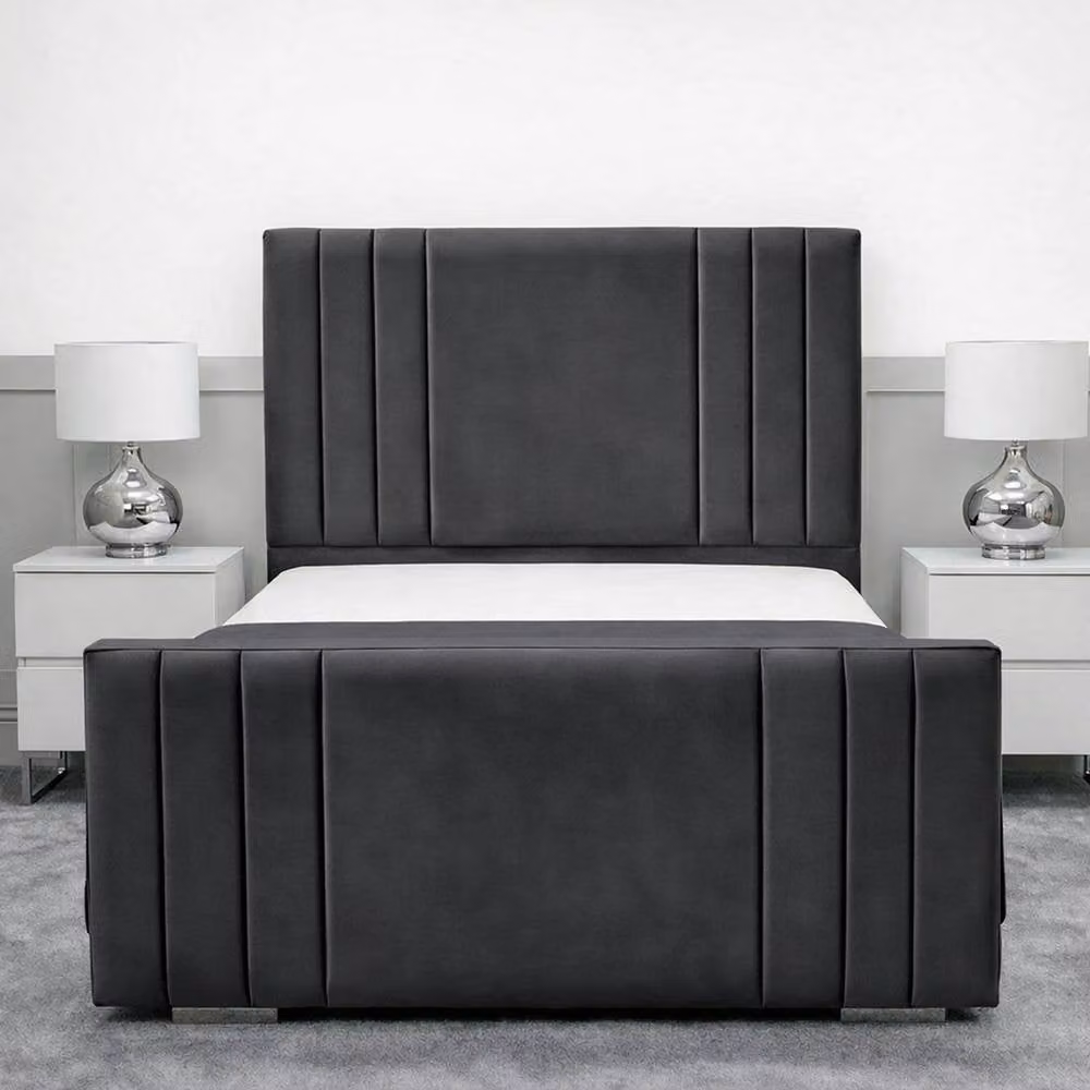 Living Comfort Bedz Canberra Upholstered Gas Lift Storage Bed in Anthracite Grey, W/D/H: 140 x 200 cm – 2
