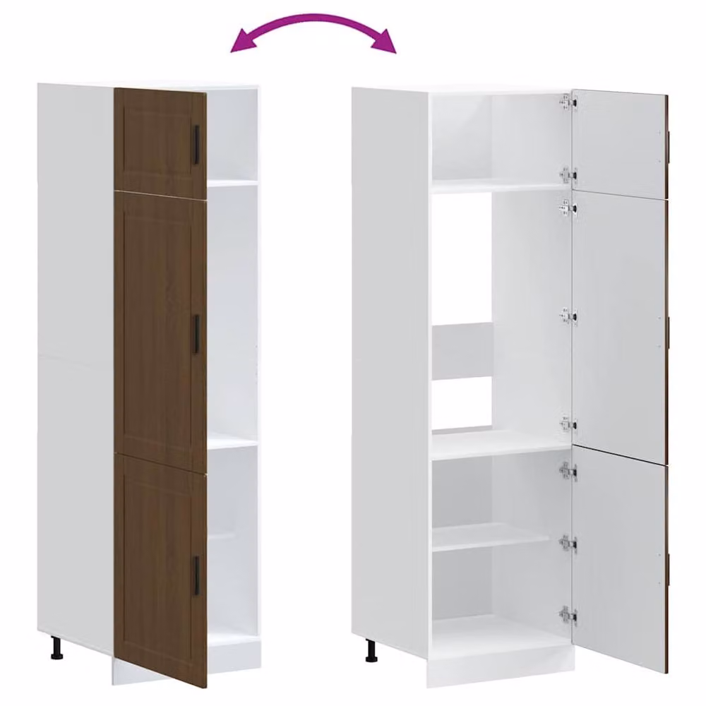 Berkfield Home Porto Kitchen Cupboard in Brown Oak Engineered Wood, H 207 x W 57 x D 60 cm – 4