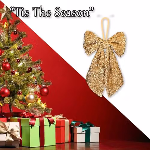 VFM e-Store Gold Sequins Bow Hanging Decoration W: 58 cm, H: 58.98 cm – 6