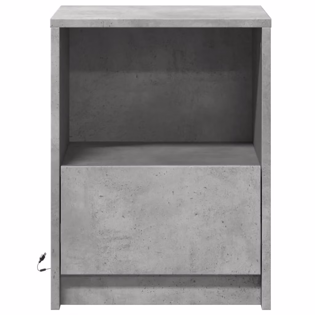Berkfield Home Set of 2 Modern Bedside Cabinets with Integrated LED Lights in Concrete Grey – 3