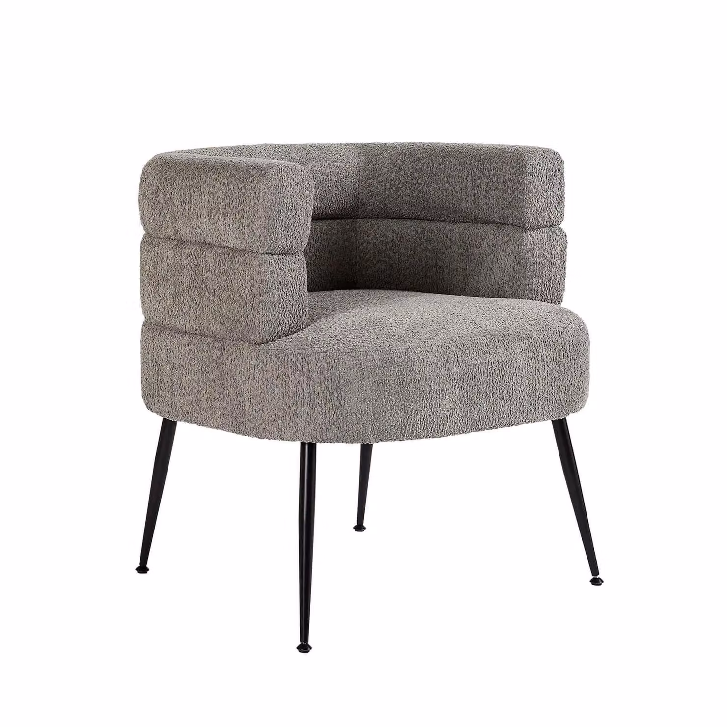Home Source Barrel Boucle Teddy Fur Accent Chair in Light Grey with Metal Frame – 2