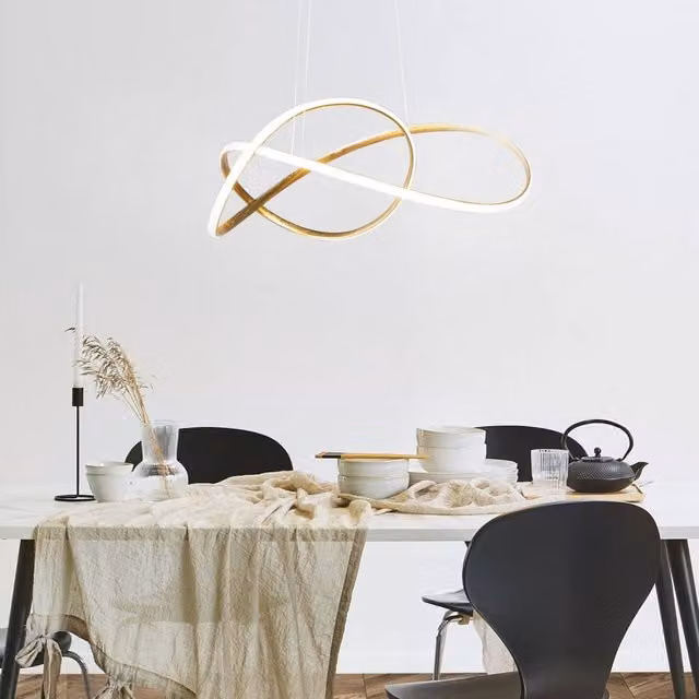 Wyld and Coco Gold Aluminium Knot-Shaped Integrated LED Pendant Lamp with Transparent Accents