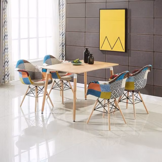 Life Interiors Set of 4 Moda Patchwork Tub Dining Chairs in Multicolour Abstract Fabric