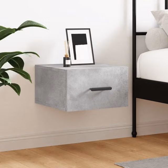 Berkfield Home Wall-mounted Bedside Cabinet in Concrete Grey, W/D/H: 35 x 35 x 20 cm – 1