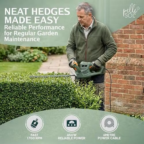 Pelle & Sol 450W Electric Reciprocating Hedge Trimmer with Steel Blades in Green – 3