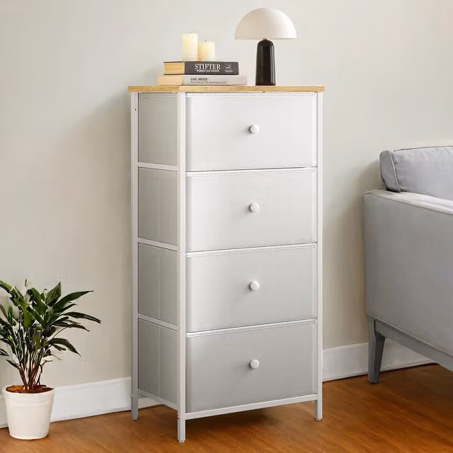 SONGMICS Minimalist 5-Drawer Fabric Storage Unit in White, Yellow or Cream