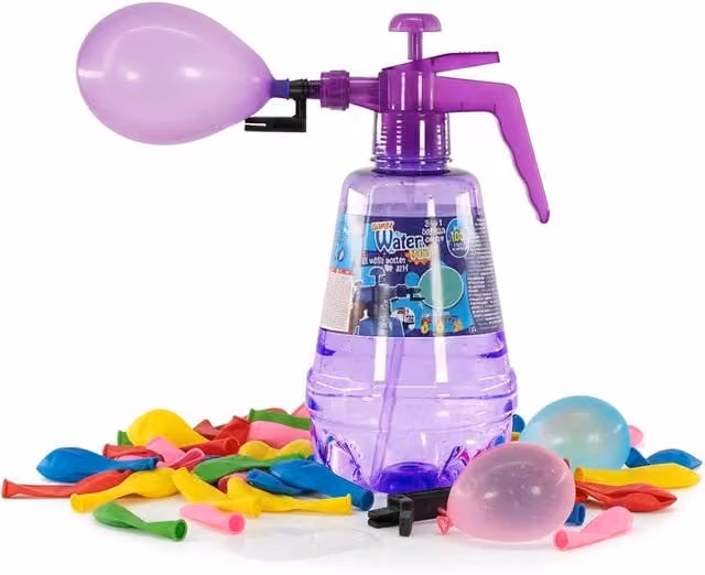 The Magic Toy Shop 2 in 1 Air and Water Balloon Pump for Kids, Purple